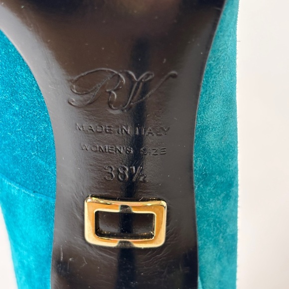 Vintage Roger Vivier Teal Suede Pumps – Paris Designer Heels,  Size 38.5 - Picture 8 of 8
